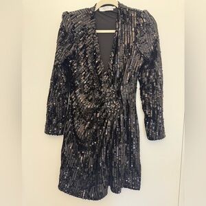 Astr the Label - Black Sequin Long Sleeve Dress, small